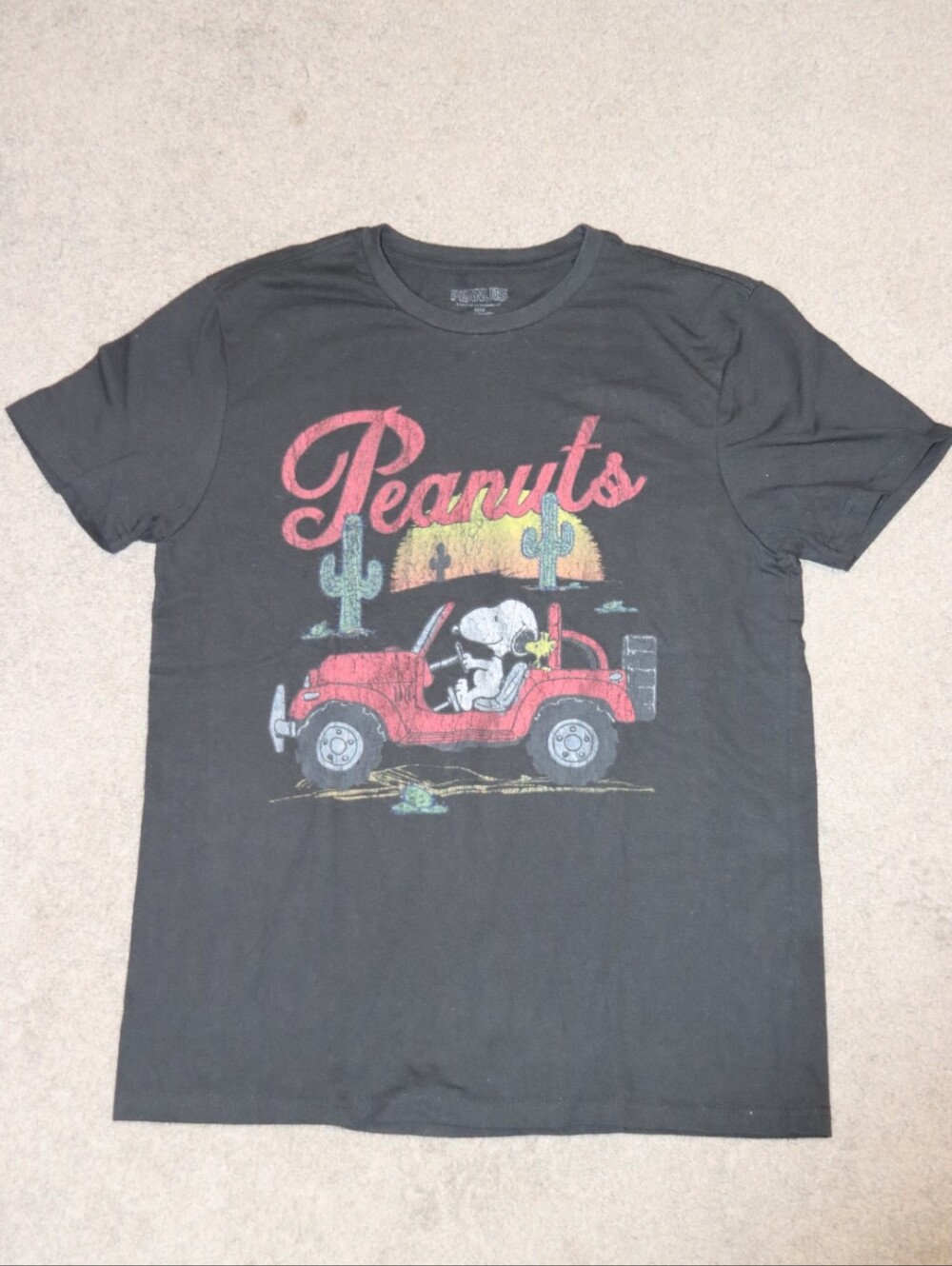 Peanuts Graphic Tee - Black with Red Jeep Print Men M/M